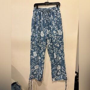 Floral Blue and White Pants